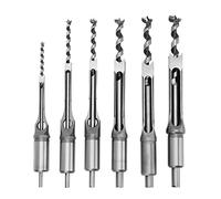 6pcs Perceuse trou carré bédane burin set, Forets à bois trou carré Bédanes Creux Foret a trou carre Foret Trou de Perçage Mortaiser Burin 6,4/8/9,5/12,7/14/16mm Mèches Trou Carré