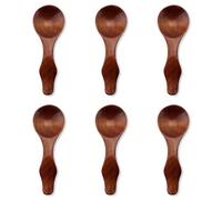 6pcs Petites Cuillères en Bois, 10cm Mini Cuillères à Condiments en Bois Phoebe Mini Cuillères en Bois Cuillères à Soupe Rondes en Bois pour Sel Sucre Miel Sauces Moutarde Épices Cuisine
