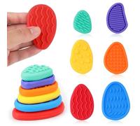 6pcs Pierres Anti-Inquiétude Texturées, en Silicone pour Le Pouce Colorées Silencieuses pour Le Stress l'Autisme Les Enfants et Les Adultes (6 Styles, Couleurs Aléatoires)