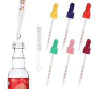 6pcs Pipettes Compte-Gouttes en Verre avec Brosse de Nettoyage, Pipettes en Verre Multicolores avec Mesures Compatibles avec Les Gouttes Pétillantes Sodastream Bubly (6 Couleurs)