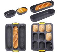 6PCS Plaque à Pain,9 Grilles Moule à Pain Poêle Perforée,3 Grilles Silicone Moule Baguettes Pain,Antiadhésif de Qualité Alimentaire,Poreux Convient pour la Cuisson du Pain Français et Des Gressins