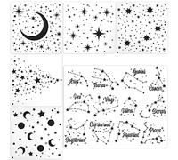 6pcs Pochoir Ciel Nocturne, Modèle Lune et Étoiles et Pochoirs Zodiaque, Pochoir Étoile Pochoir Plastique Reutilisable pour Meubles En Bois, Papier, Murs, Toiles