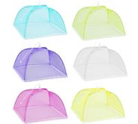 6Pcs Pop-up Cloche Alimentaire Tente, Maille Housse Couverture de Nourriture Pliante Couvre Plat Anti-Mouches Moustiques, Maille Parapluie pour Garder des Insectes et des Mouches Loin, Colorée