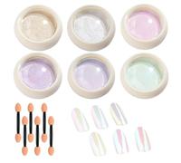 6PCS POUDRE CHROME CONSEMBLE 6 couleurs Miroir Effet de poudre de perle Powder 3 grammes Glitter Aurora Holographic pour décorations d'art polonais en gel..