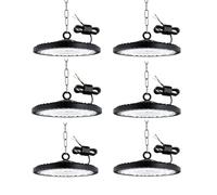 6PCS Projecteur LED Haute Baie UFO 100W, 10000LM 6000K pour Usine Garage