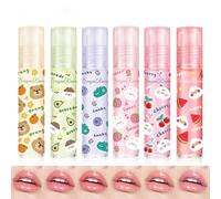 6Pcs Roll On Lip Gloss Oil Gloss à Lèvres Liquide Brillant À Lèvres Ensemble Huile à Lèvres Hydratante et Nourrissante Fruit Scents Vegan Lip Gloss (A, 6Pcs/Set)