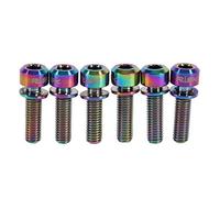 6PCS rondelle Ti pour Tige de vélo Vis de Tige de Bicyclette Vis de Tige de Tige de Vélo en Alliage Titane Vis Top avec Jeu de Rondelles pour Potence VTT(Rainbow)