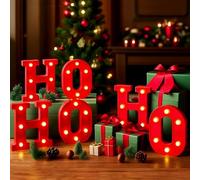 6Pcs Rouge Ho Ho Ho Décorations de Noël à L'intérieur 8,6 Pouces Batterie Alimenté LED Fluorescent Lettre Ho Ho Ho Signes Lumières de Noël Maison Bureau Mantel Chambre Bar Décoration de Fête de Noël