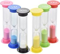 6pcs Sabliers Minuterie Horloge de Sable Hourglass 30 Sec / 1 Minute / 2 Minutes / 3 mins / 5 Minutes / 10 Minutes Désigné pour Jeux,Cuisine, Exercice