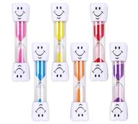 6pcs Sabliers Souriants de 3 Minutes, Sablier Enfant, Minuterie Multifonction, pour Brosse à Dents Enfant, Minuteur Enfant pour Cuisine, Étude et Hygiène