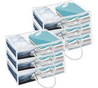 6PCS Sac de Rangement Transparent 40X 30X10cm, Boite Rangement sous Lit Pliable avec Poignées, Sac de Rangement Vetement en PVC avec Fermeture à Glissière pour Demenagement, Couvertures,Jouets