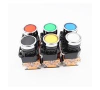 6Pcs self-reset/self-locking button switch and durableLAY38-11BN flat button 22MM normally open normally closed NWPNLXEA(6Pcs Color mixing,Self-lock)