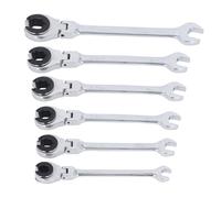 6PCS Set à clés à cliquet 10-17 mm Métrique ouverte Flex Head 72 D dents Géographie ouverte réglable pour la climatisation