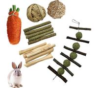 6PCS Set de Jouets à Mâcher pour Rongeurs, Friandises pour Bunny et Balle Timothy Jouets en Bâton de Foin Pour Lapin Bunny Cochon d'Inde Chinchilla Hamster