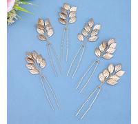 6pcs/Set Pinces à cheveux de mariée avec décoration de feuilles, style bohème, convient pour les mariages et les fêtes Taille UniqueFer