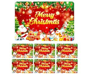 6PCS Sets de Table de Noël en PVC, Père Noël Renne Elfe Joyeux Napperons, Rouge Napperons Lavables, Plastique Résistant à La Chaleur, Saisonnier Cuisine Table Party Dîner de Xmas Décoration, 42x28cm