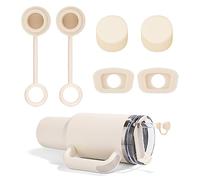 6pcs Silicone Bouchon Anti Déversement, Bouchon Anti Déversement Bouchon de Paille Anti Déversement avec Couvercles de Paille Compatible avec la Coupe Stanley 2,0 40/30oz (Jaune Crème)