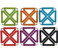 6pcs silicone et tapis de dessous de plat en acier inoxydable extensible porte-pot chaud résistant à la chaleur sous-verres isolés napperon plat