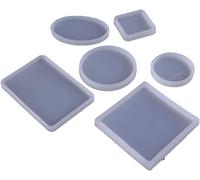6pcs Silicone Molds Reusable Resin Casting Resin Jewelry Resin Casting Molds Round Square Rectangle Ellipse Small For Resin Casting Concrete Cement