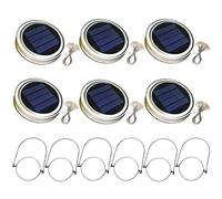 6pcs Solar Mason Jar Light 20 LEDs LEDs Suspendus Lantern Lampe 2M String LUMES Grande LIDS JAR FEURFLY LUMÉRES pour Les LUIRES du Jardin Patio (LUMIÈRE Blanc)