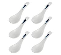 6Pcs Soupe Asiatique Cuillères Céramique Soupe Chinoise Soupe Cuillères de Riz Blanche Cuillère Japonaise pour Ramen Wonton Boulette Miso Apéritif