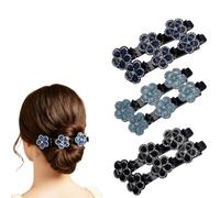 6PCS Sparkling Crystal Stone Braided Hair Clips, Rhinestone Hair Clips Hair Braid Clips Easily Braided Hair Bands, Shiny Rhinestone Hair Clip for Women and Girls (6PCS-A)