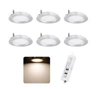 6pcs Spot LED Encastrable 12V Salle de Bain Plafond 3W Argenté Neutre 4000K | Diamètre de Perçage Ø55-60mm Plat Lampe, Pour Sdb Plafonnier Hotte De Cuisine Meuble Étagère De Garde-Robe Camping Car Bateau
