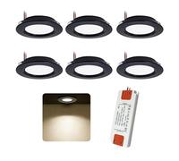 6pcs Spot LED Encastrable 12V Salle de Bain Plafond 3W Noir Neutre 4000K | Diamètre de Perçage Ø55-60mm Plat Lampe, Pour Sdb Plafonnier Hotte De Cuisine Meuble Étagère De Garde-Robe Camping Car Bateau