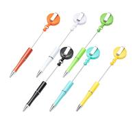 6pcs Stylo À Bille Perlé Avec Porte-badge Pour Infirmière Doctor