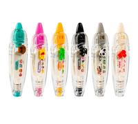 6pcs Stylo Décoratif de Type Presse Animale, 6 Styles Stylo à Ruban de Poche Blanc Mignon Dentelle Dessin Animé Stylo à Rouleau de Ruban Correcteur pour Bricolage Journal Intime Scrapbooking