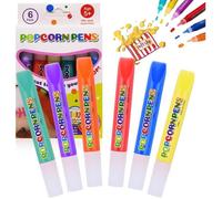 6Pcs Stylo Pop Corn Magique, Magic Puffy Pens, Stylos à dessin DIY Bubble Popcorn, 3D Couleur Magique Bricolage Bulle PopCorn Dessin