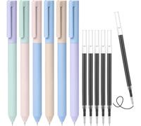 6pcs Stylos À Encre Gel Rétractables, 0.5mm Remplaçable Encre Stylo Avec 6 Recharges Supplémentaires, Noire Recharge, Pointe Extra Fine Écriture Fluide, Stylo Bille Pour Scolaire, Bureau, Maison