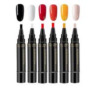 6PCS Stylos De Vernis À Ongles - Stylos De Vernis À Ongles 3 En 1 Ensemble De Styl-os De Ve-rnis À Ongl-es Gel, Styl-os De Ve-rnis À On-gles DIY Pour Vrais On-gles, Pour Filles Et Dames