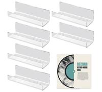6pcs Support Mural pour Disque Vinyle, Disque d'Album en Acrylique Ruban Adhésif Sans Perçage Support Vinyle Mural Support pour Affichage de Couvertures d'Album (Clair)