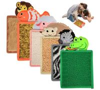 6pcs Tapis Sensoriels Animaux pour Enfants, Assortiment Panneau Mural Sensoriel Tactile Différentes Textures Carrelage Sol Sensoriel Tapis Jouets pour Tout-Petits Équipement Salle Sensorielle