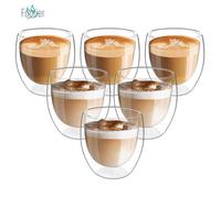 6pcs Tasse à Expresso à Double Paroi, Tasse A Cafe, Tasse Double Paroi, 80ml, Tasses à Moka, Verres Thermiques à Effet Flottant