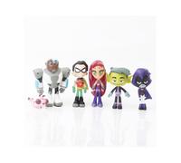 6pcs Teen Titans Go Figure Robin Raven Beast Boy Starfire Figurine Model Kid Toy