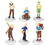 6pcs TinTin Figurines pour Gâteaux,Cartoon Décorations de Gâteaux, Ornements de jouets à gâteau réutilisables pour les fêtes d'anniversaire pour enfants