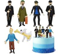 6pcs TinTin Mini Figurines Set,Cartoon Décorations de Gâteaux, Mini Jouets Toppers Ensemble de Gâteau Fête Décoration Supplies