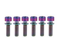 6PCS titane Ti Allen Hex, alliage de titane M5 X 18mm boulons vis avec rondelles Set titane vis hexagonale interne multicolore tête ronde pour VTT tige de vélo (Brillant; 3x2,6 mm)