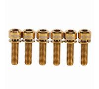 6PCS titane Ti Allen Hex, alliage de titane M5 X 18mm boulons vis avec rondelles Set titane vis hexagonale interne multicolore tête ronde pour VTT tige de vélo (Couleur dorée)