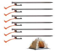 6pcs Titanium Tent Stakes 8 Pouces enjeux de Tente Ultra-légers avec Corde réfléchissante pour la randonnée de Camping en Plein air et Le Soutien la Plante