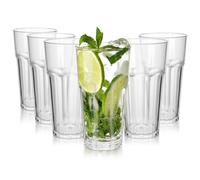 6PCS Verre a Eau Transparent, 420ml Acrylique Premium Réutilisable Gobelet Plastique, 13.5 OZ Verres Empilables et Incassables pour la Maison et le Pique Nique, Lavables au Lave Vaisselle