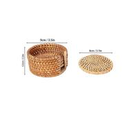 6pcs Vintage Rattan Coasters 8cm Round Tea Cup Mats with Box