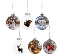 6pieces Boules De Noël en Forme d'animaux 3D, Ornement en ABS De La Collection Wonders De La Faune À Suspendre, Pendentif d'animaux Transparents À Collectionner, Décoration De Maison Festive