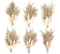 6Pièces Mini Bouquet de Fleurs Sèches Bohème Petit Bouquet de Fleurs Séchées pour Réception de Mariage Table Centre Boîte Cadeau gâteau Bouteille Ornements Home Vase Ornements Bricolage Artisanat(01)