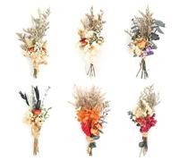 6Pièces Mini Bouquet de Fleurs Sèches Bohème Petit Bouquet de Fleurs Séchées pour Réception de Mariage Table Centre Boîte Cadeau gâteau Bouteille Ornements Home Vase Ornements Bricolage Artisanat(08)