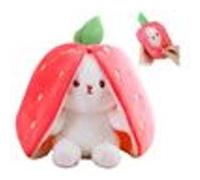 Peluche Lapin de Pâques, 25cm Douceur Carottes Fraises Poupée Lapins À Cache-Cache Oreiller en Peluche pour Les Enfants blue G