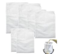 6pièces Sac a Lait Vegetal,Reutilisable Filtre Mousseline Alimentaire,Nylon avec Cordon de Serrage étamine Alimentaire,Sac à Mailles Fines Blanc,pour Lait de Soja,Jus de Fruit,Fromage