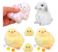 6Pièces Squishy Chicken Lapin Toys, Squishies Animaux Soft Squeeze Jouet, Mignon Animal Squishy Jouet Anti Stress, Récompense Cadeaux Enfant Fille Anniversaire Remplissage Oeufs Paques (A)